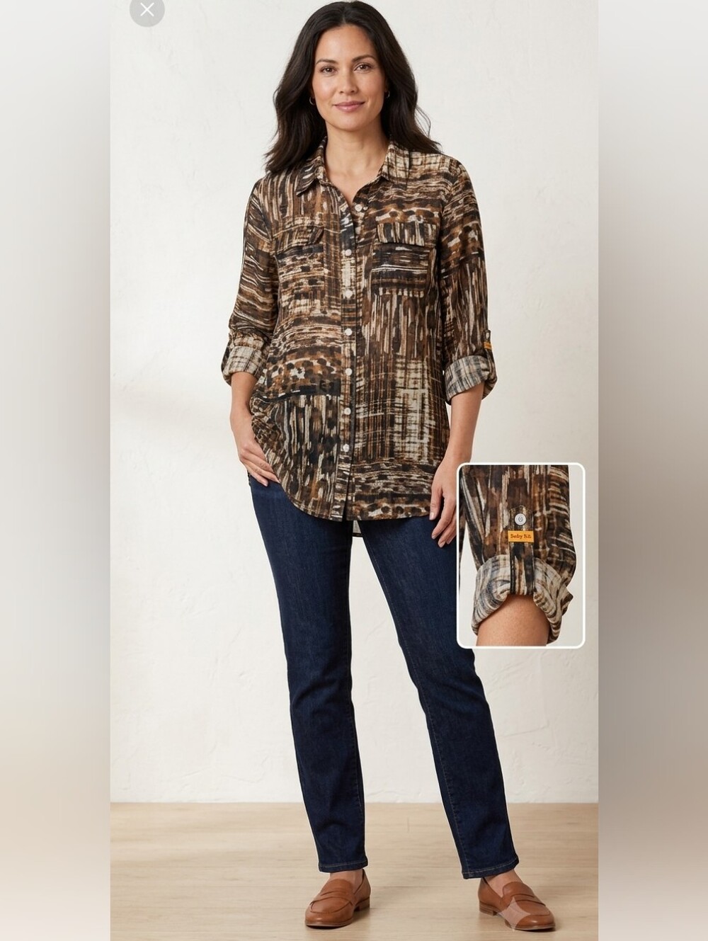 Ruby Rd Sheer Button Up Shirt Size 10 - Picture 1 of 6